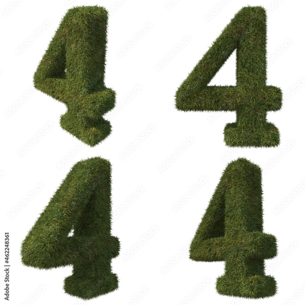 3d illustration of Grass Numbers 3d illustration of Grass Numbers