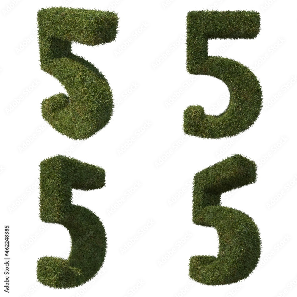 3d illustration of Grass Numbers 3d illustration of Grass Numbers