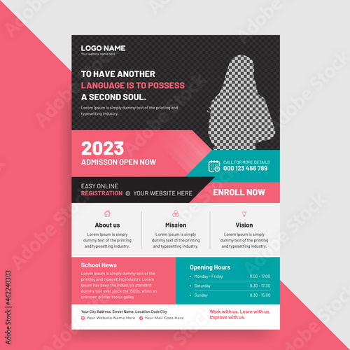 Education flyer design vector,  school admission flyer layout