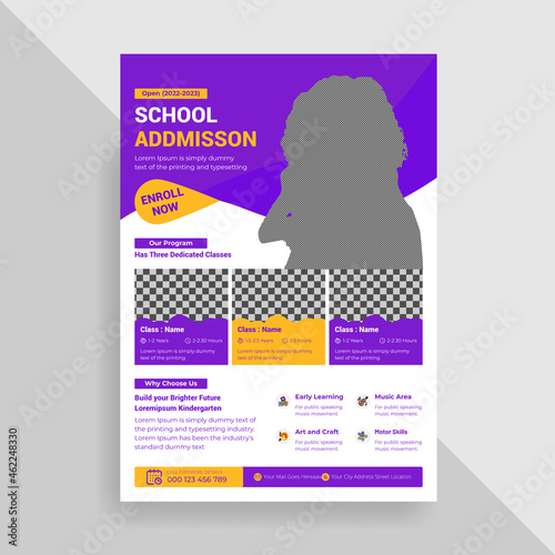 Children school education flyer design template, kids school flyer layout