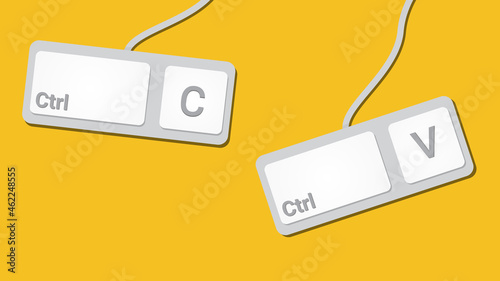 Photo keyboard keys Ctrl C and Ctrl V, copy and paste the key shortcuts