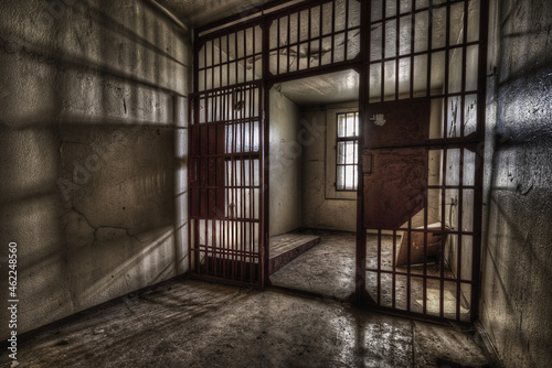 Fotografie, Obraz Shot of a prison cell with a lattice door