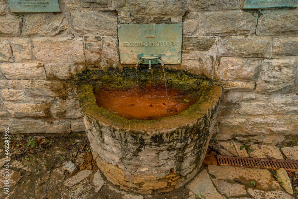 One of the mineral springs in the Kronthal Quellenpark, Kronberg im Taunus, Germany