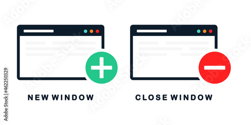 New window and close window button sign. Illustration vector 