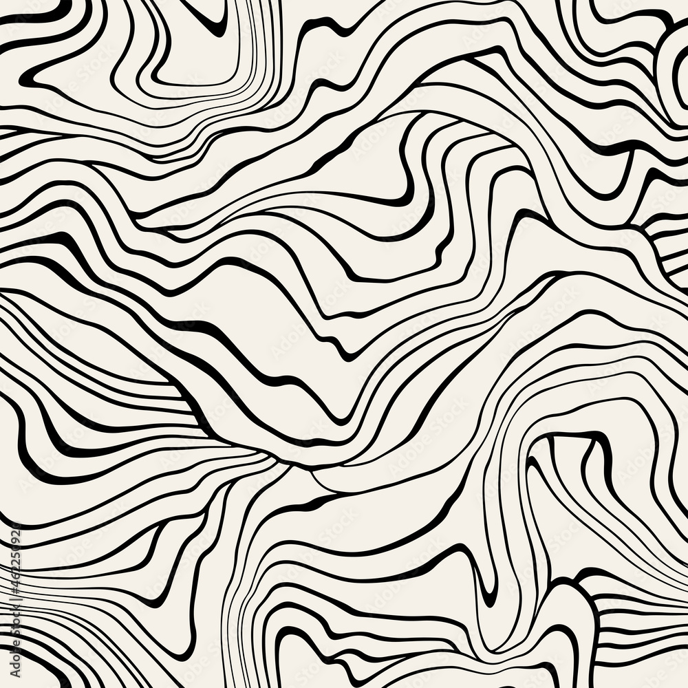Vector seamless pattern. Abstract striped texture with bold monochrome waves. Creative background with blots. Decorative design with distortion effect. Vector seamless pattern. Abstract striped texture with bold monochrome waves. Creative background with blots. Decorative design with distortion effect.