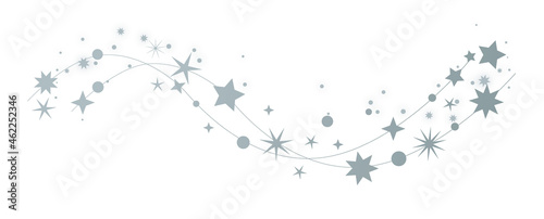 Sterne - dekorativer weihnachtlicher silberner Sternenschweif auf weißem Hintergrund