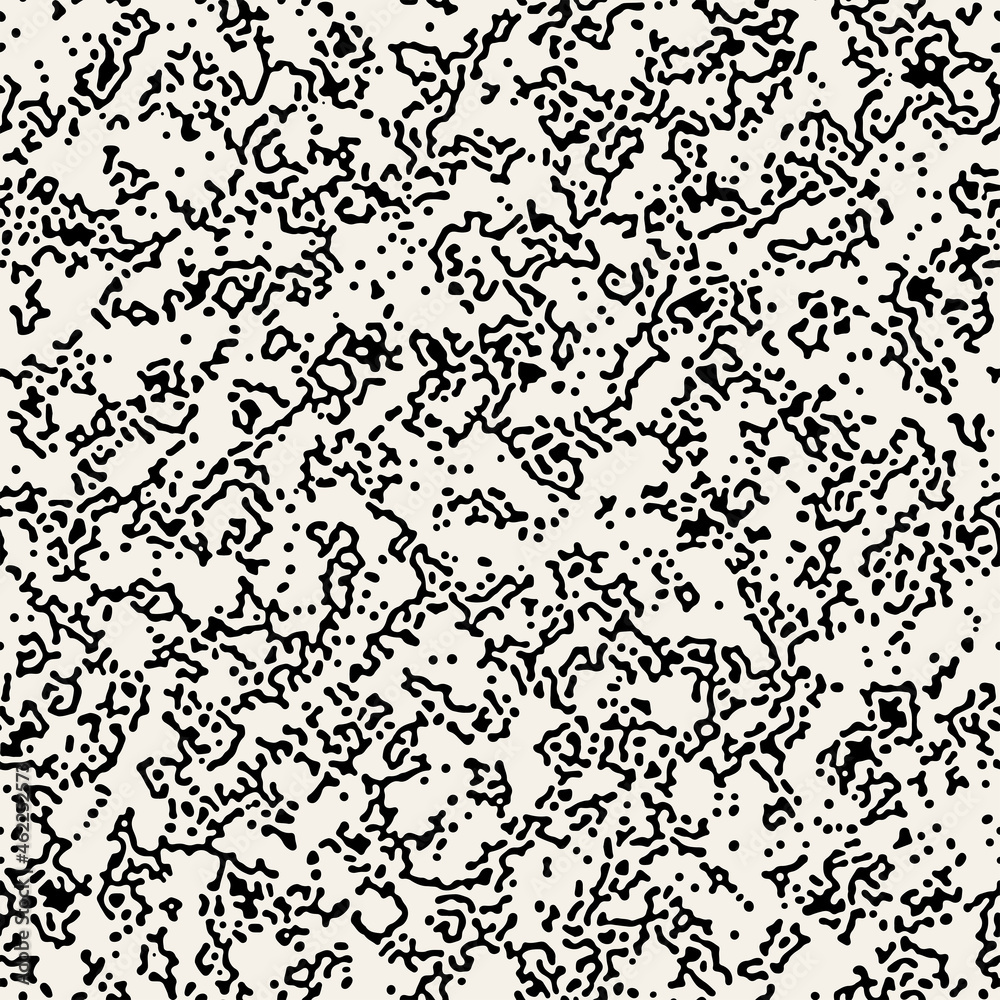 Vector seamless grainy pattern. Abstract background with freeform camouflage spots. Tiny rough organic spots. Monochrome noisy texture.