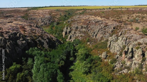 Aktovskiy canyon at the summer in Ukraine aerial view photo