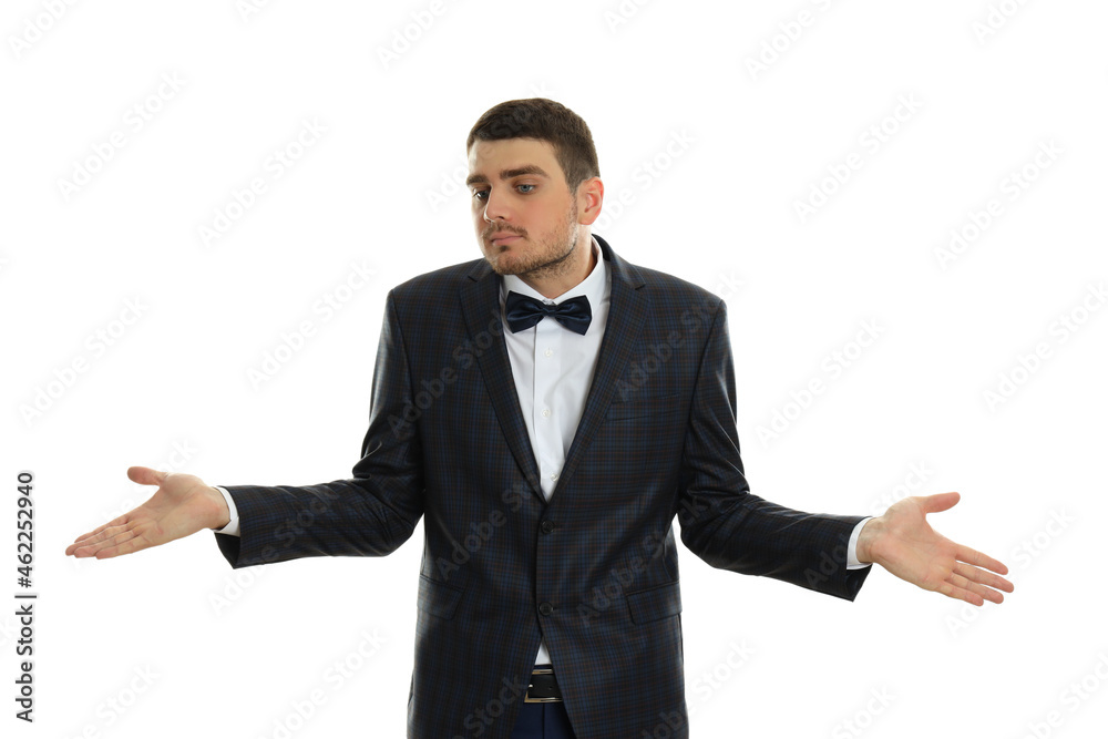 Businessman in misunderstanding isolated on white background Businessman in misunderstanding isolated on white background