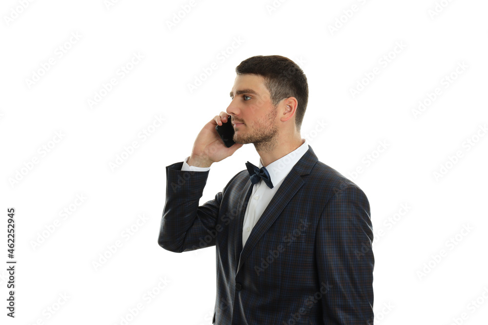 Businessman talking on phone, isolated on white background Businessman talking on phone, isolated on white background