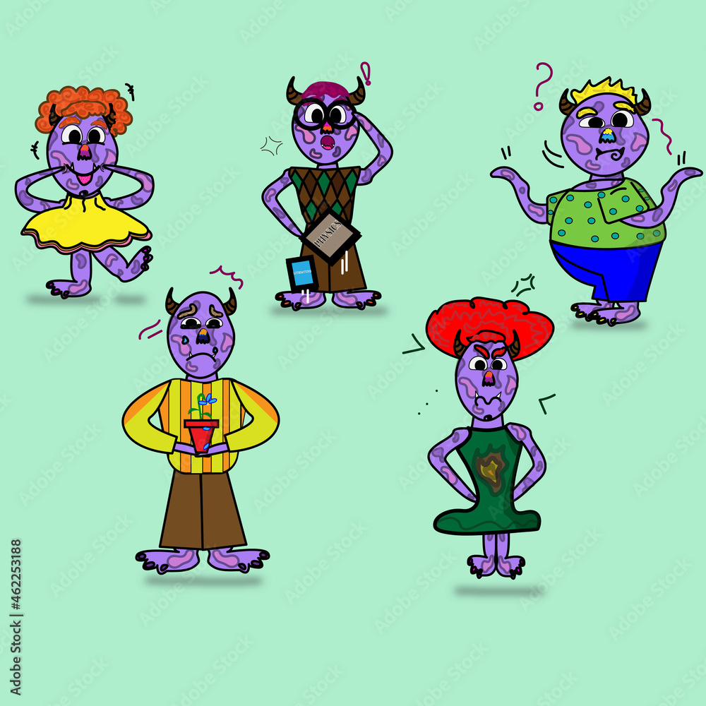 set of cartoon characters