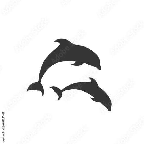 Dolphins graphic icon. Signs swimming dolphins isolated on white background. Sea life symbols. Vector illustration