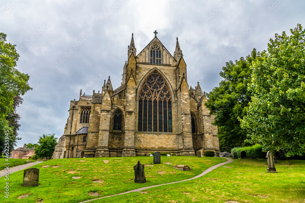 A view of the rear of the Cathedral in Ripon, Yorkshire, UK in summertime