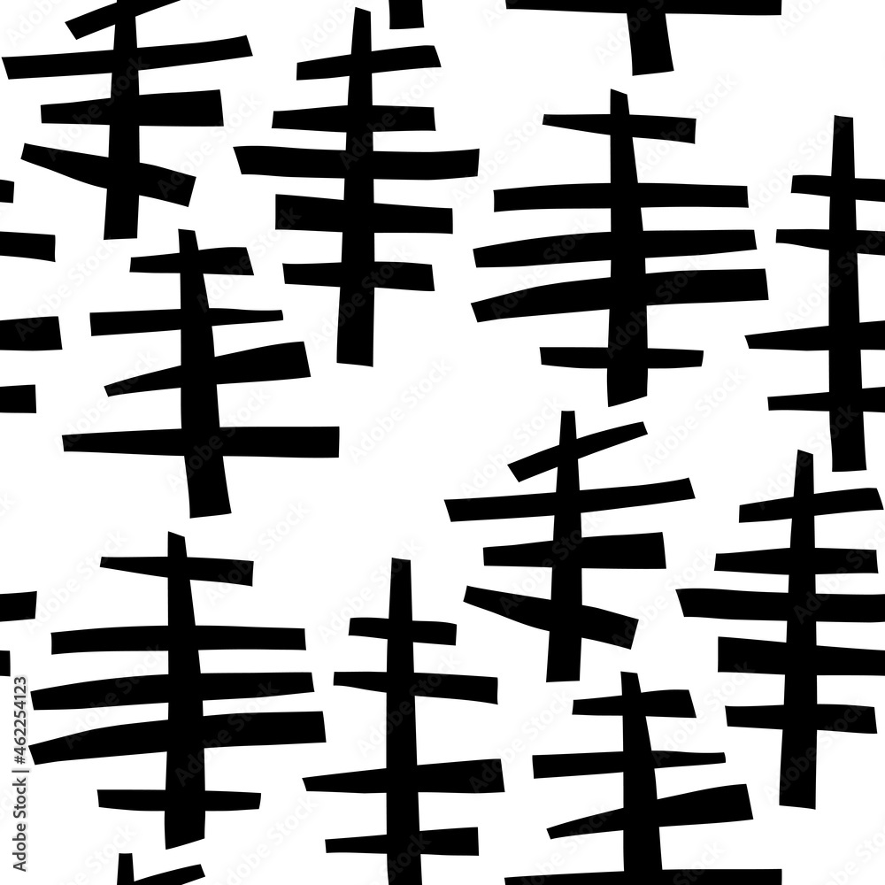 Black and white seamless pattern with abstract trees Black and white seamless pattern with abstract trees
