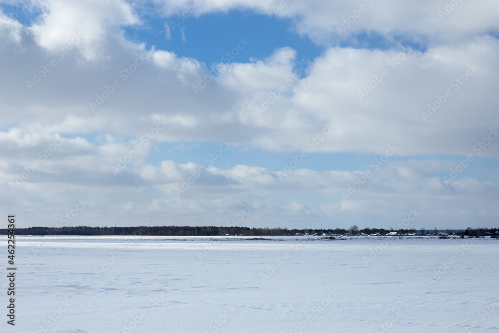 Winter landscape, blue skies and sparkling snow Winter landscape, blue skies and sparkling snow