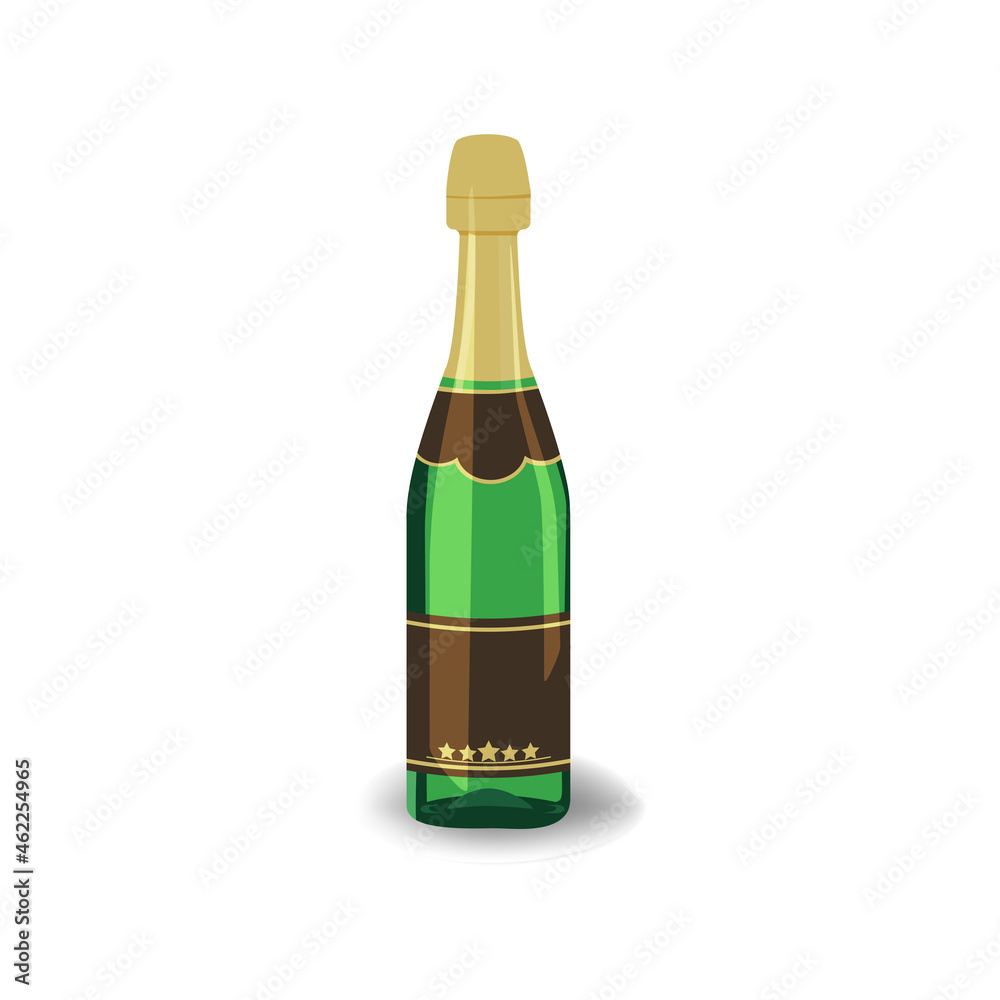 Champagne bottle with gold foil isolated on white background Champagne bottle with gold foil isolated on white background