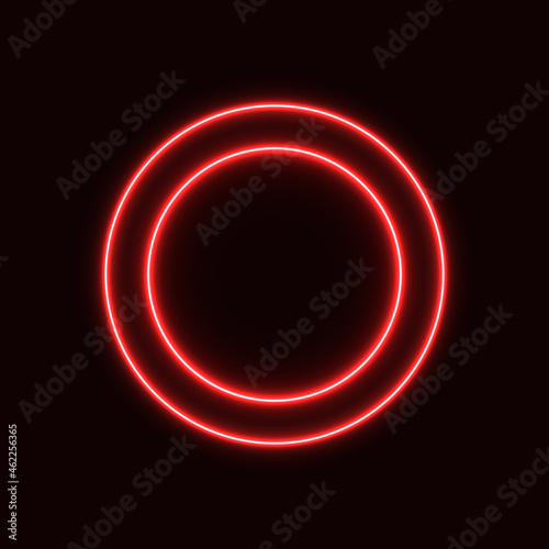  Abstraction neon red circle, glowing two circles, for your ideas