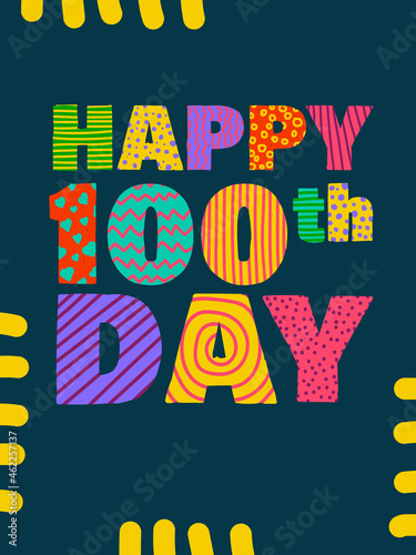 Happy 100th day. Congratulatory lettering for korean hundredth birthday celebration. Vector illustration for design greeting cards. EPS 10