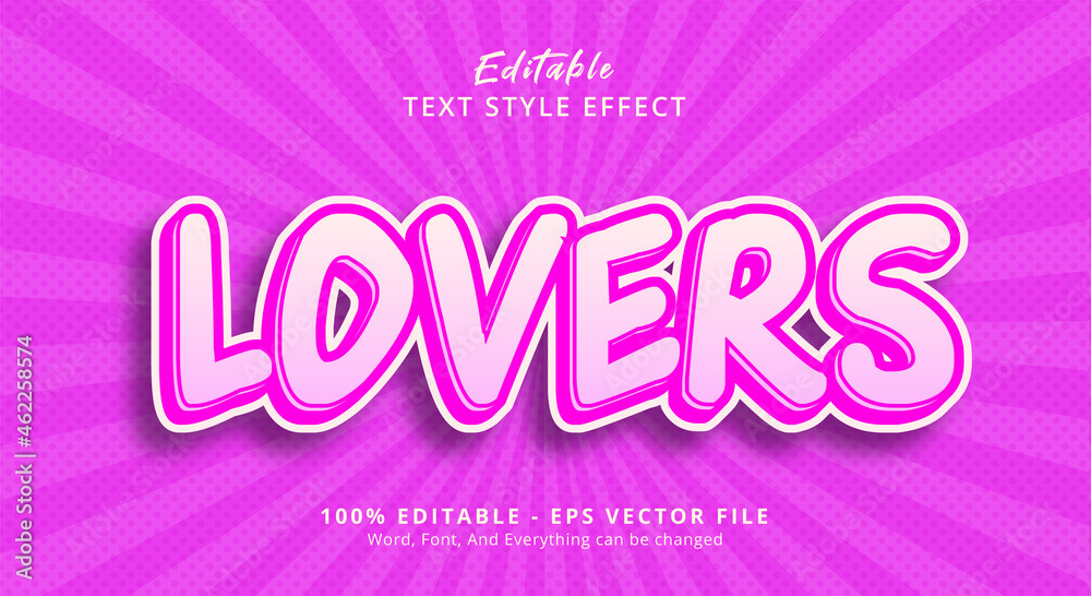 Editable text effect, Lovers text on headline poster style effect