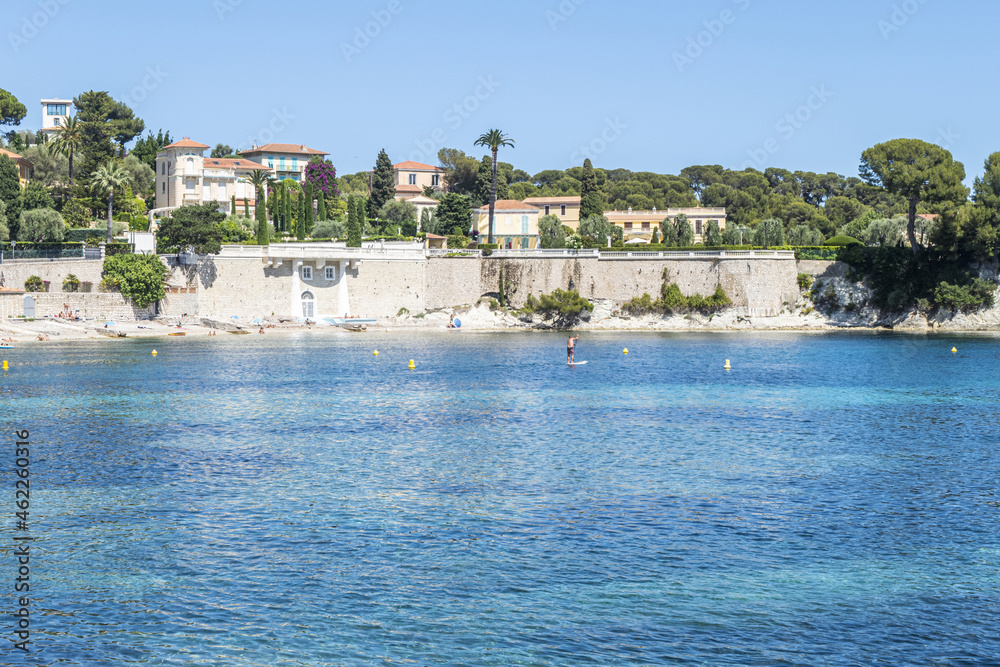 Obraz premium the beautiful Fosses Beach in Saint Jean Cap Ferrat with tropical colored water