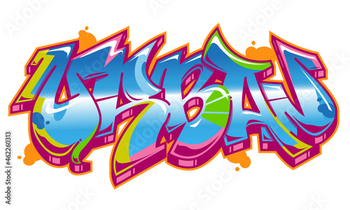 Urban word in readable graffiti style in customizable colors.