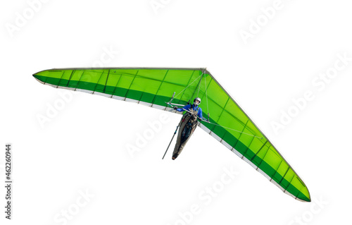Green hang glider wing isolated