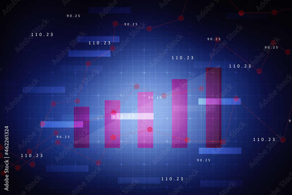 2d rendering Stock market online business concept. business Graph 