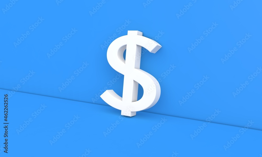 Dollar sign on a blue background. 3d render illustration. Dollar sign on a blue background. 3d render illustration.