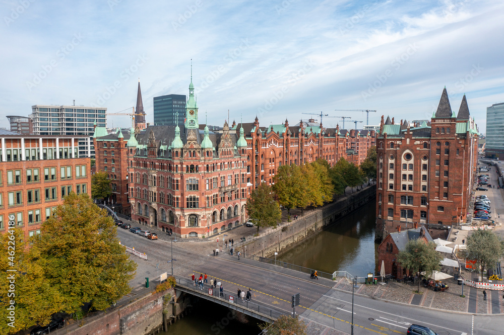 Obraz premium Hamburg, Germany, Panorama of the Harbour and the city