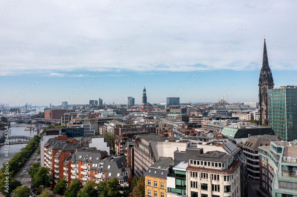 Hamburg, Germany, Panorama of the Harbour and the city