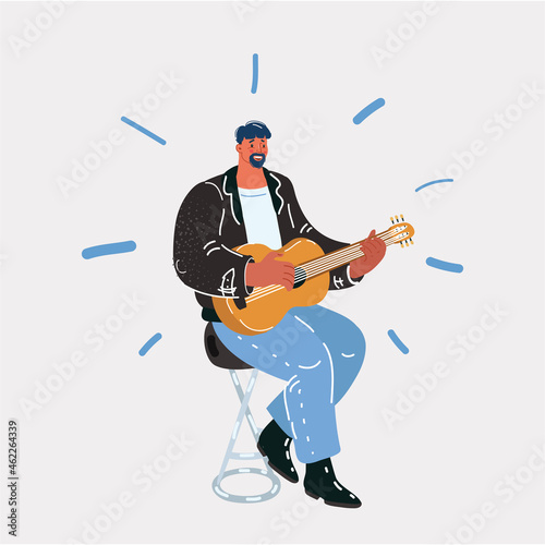 Vector illustration of Guitar player singing song and playing