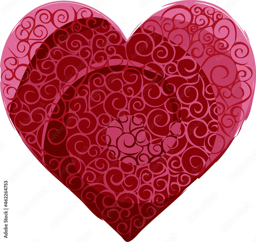 Valentine day heart with red pattern