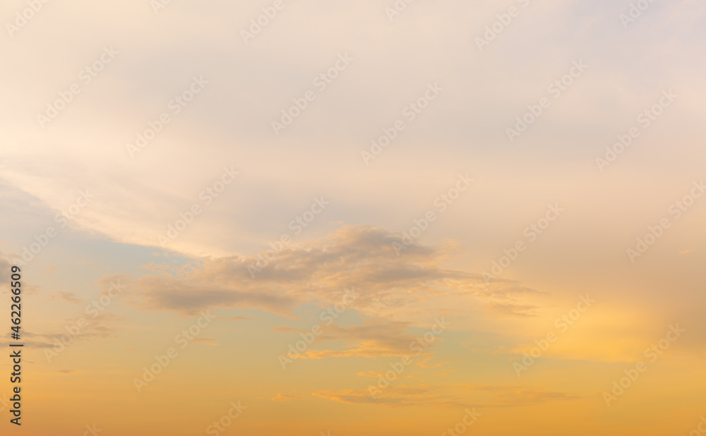 clouds and golden evening sky,Panarama twilight sky full with cirrus clouds shapr lookling a fire at golden hour time ,Nature background