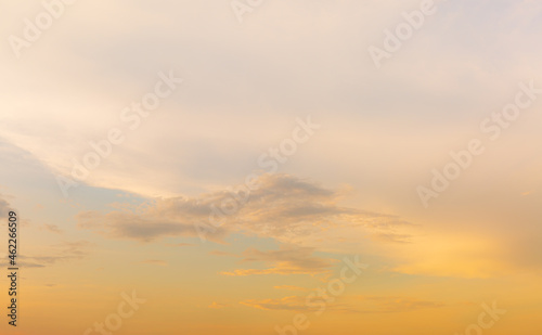 clouds and golden evening sky,Panarama twilight sky full with cirrus clouds shapr lookling a fire at golden hour time ,Nature background