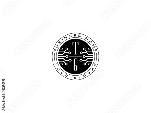 letter TG technology logo, Letter tg Pixel technology logo design template