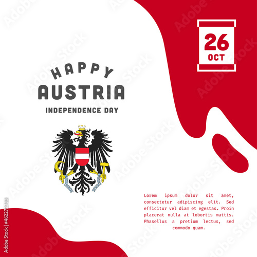 Square Banner illustration of Austria independence day celebration. Waving flag and hands clenched. Vector illustration.