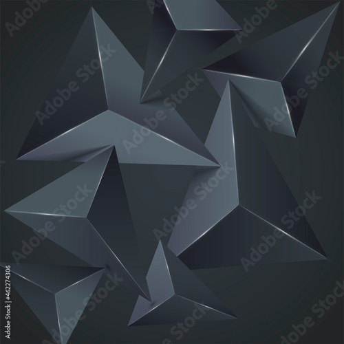 Abstract dark background with volumetric triangles.