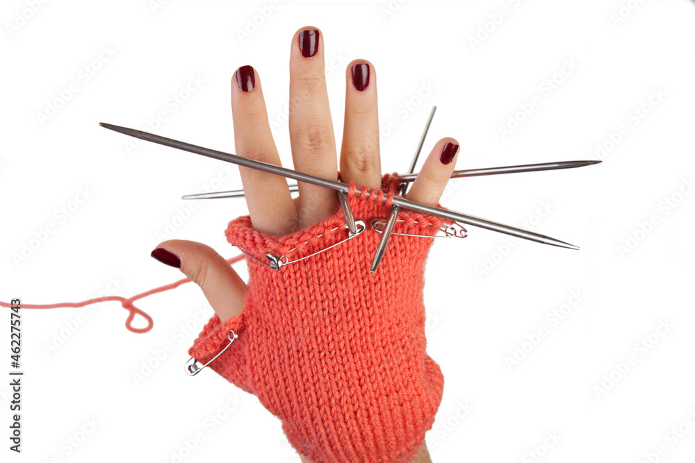 wool glove knitting guidelines on white background wool glove knitting guidelines on white background