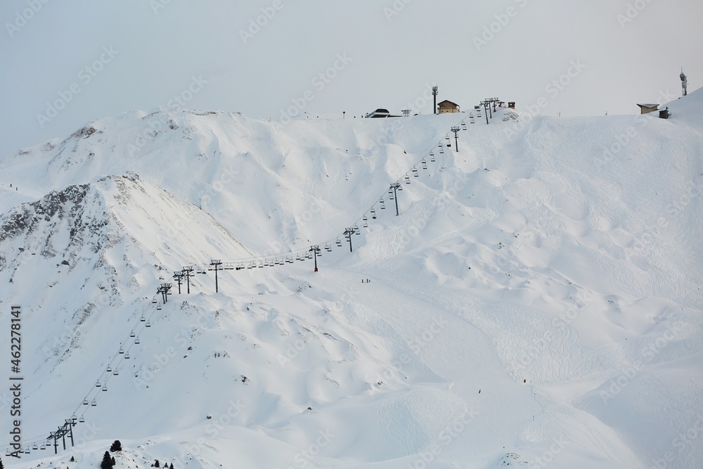 Skiing slopes from the top Skiing slopes from the top