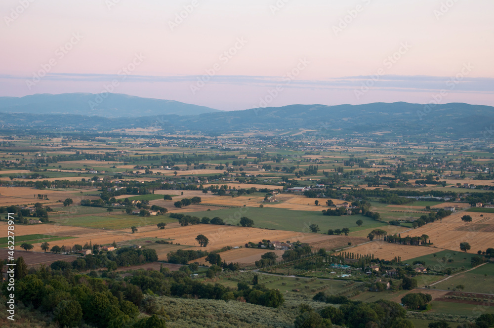 Countryside Landscape at the Sunset. Assisi, Italy