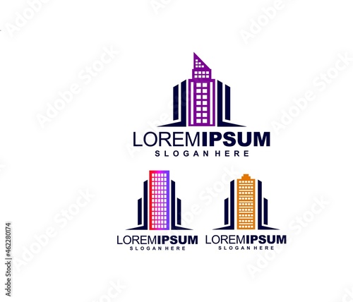 set of building real estate logo design vector