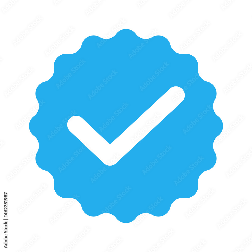 Blue verification check mark icon vector stock illustration. Blue verification check mark icon vector stock illustration.