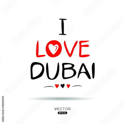 Creative Dubai lettering, Can be used for stickers and tags, T-shirts, invitations, vector illustration.