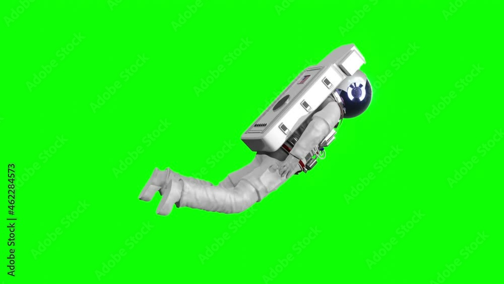 Astronaut flying in space, isolated on green background. 3D 4k animation (3840 x 2160 px). Astronaut flying in space, isolated on green background. 3D 4k animation (3840 x 2160 px).