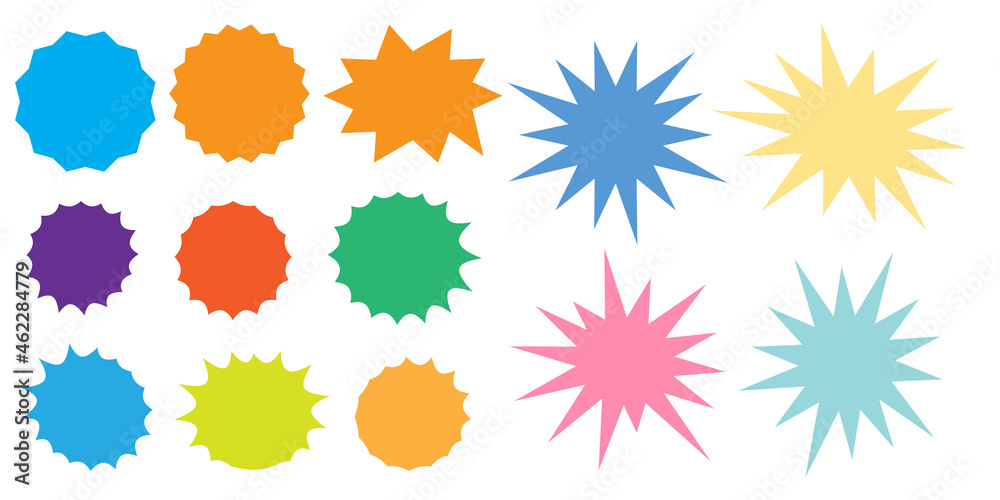 Bursting speech star set. Starburst isolated icons set Bursting speech star set. Starburst isolated icons set