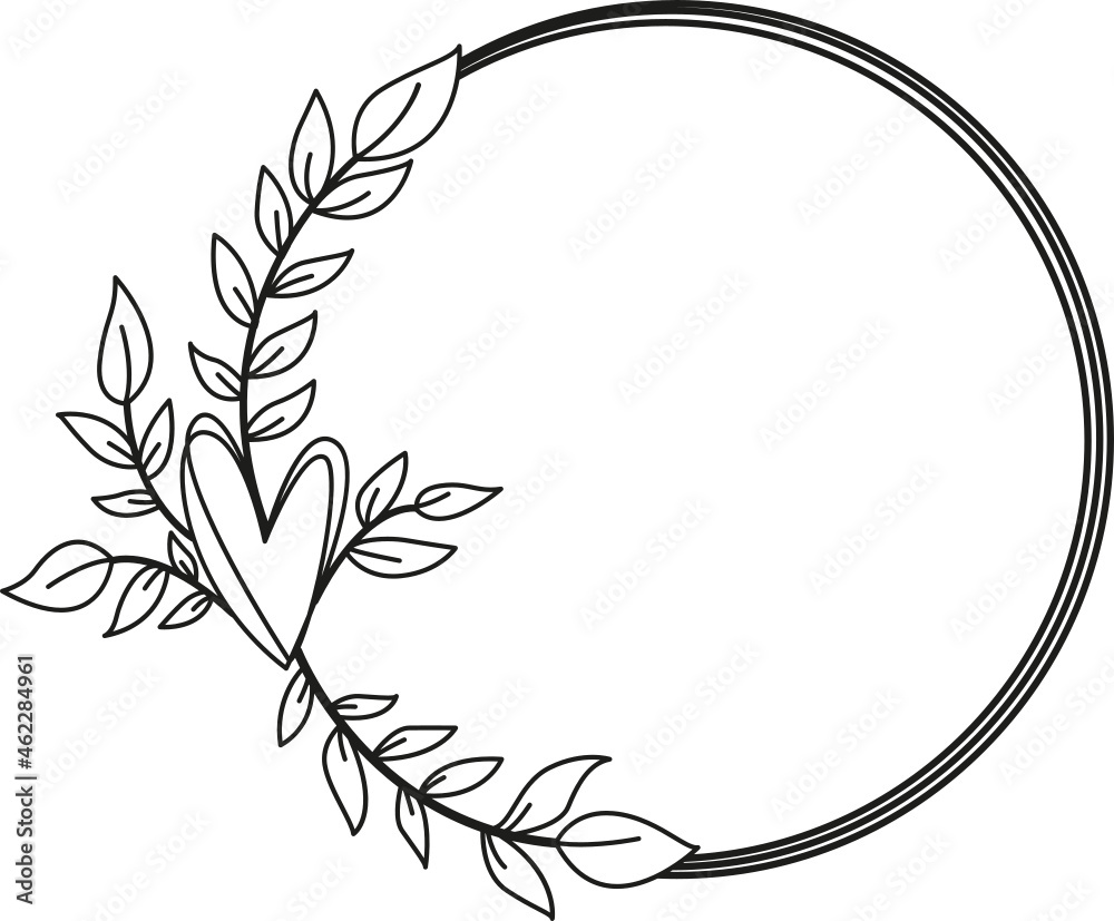 Heart leaf wreath laurel cut file, SVG , Cricut, Silhouette , Vector, T ...