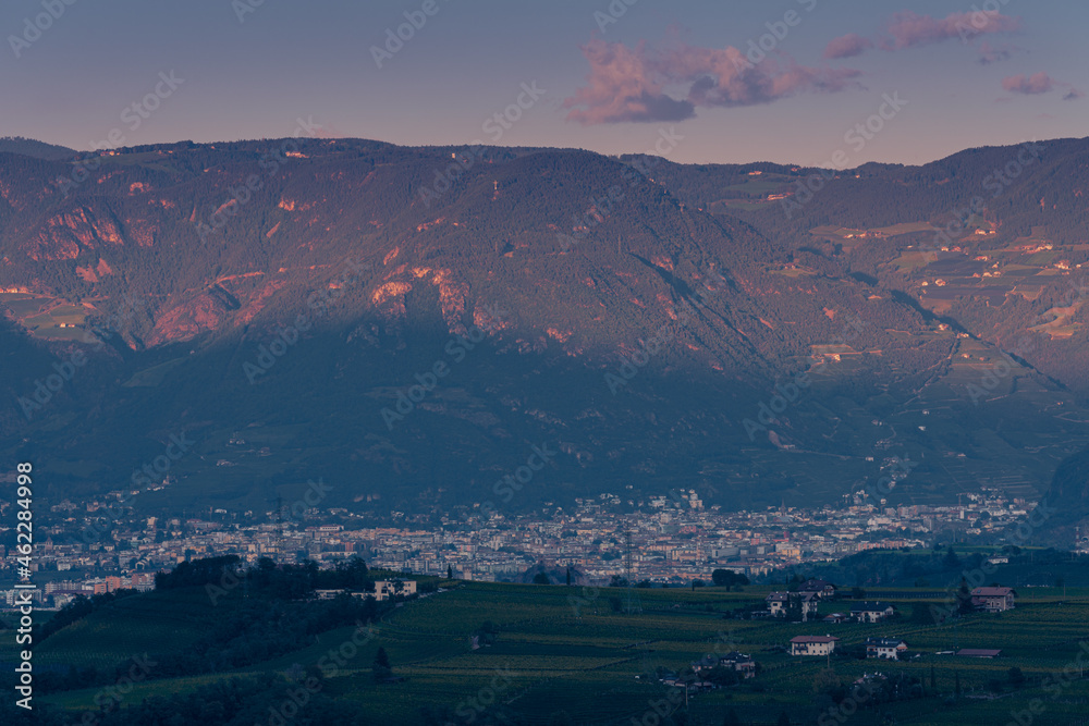 Top view of Eppan near Bolzano in the Italian South Tyrol.