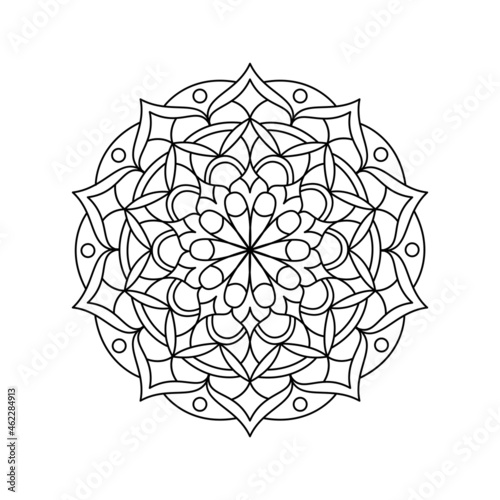 Vector mandala coloring page. Round pattern for adult coloring book and meditative process.