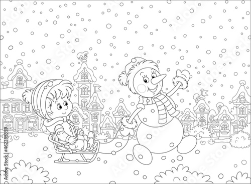 Funny snowman friendly smil...