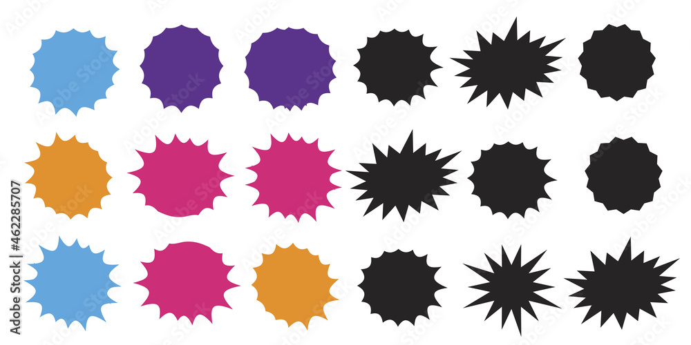 Set of vector starburst, sunburst badges. Starburst isolated icons set Set of vector starburst, sunburst badges. Starburst isolated icons set